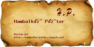 Hambalkó Péter névjegykártya